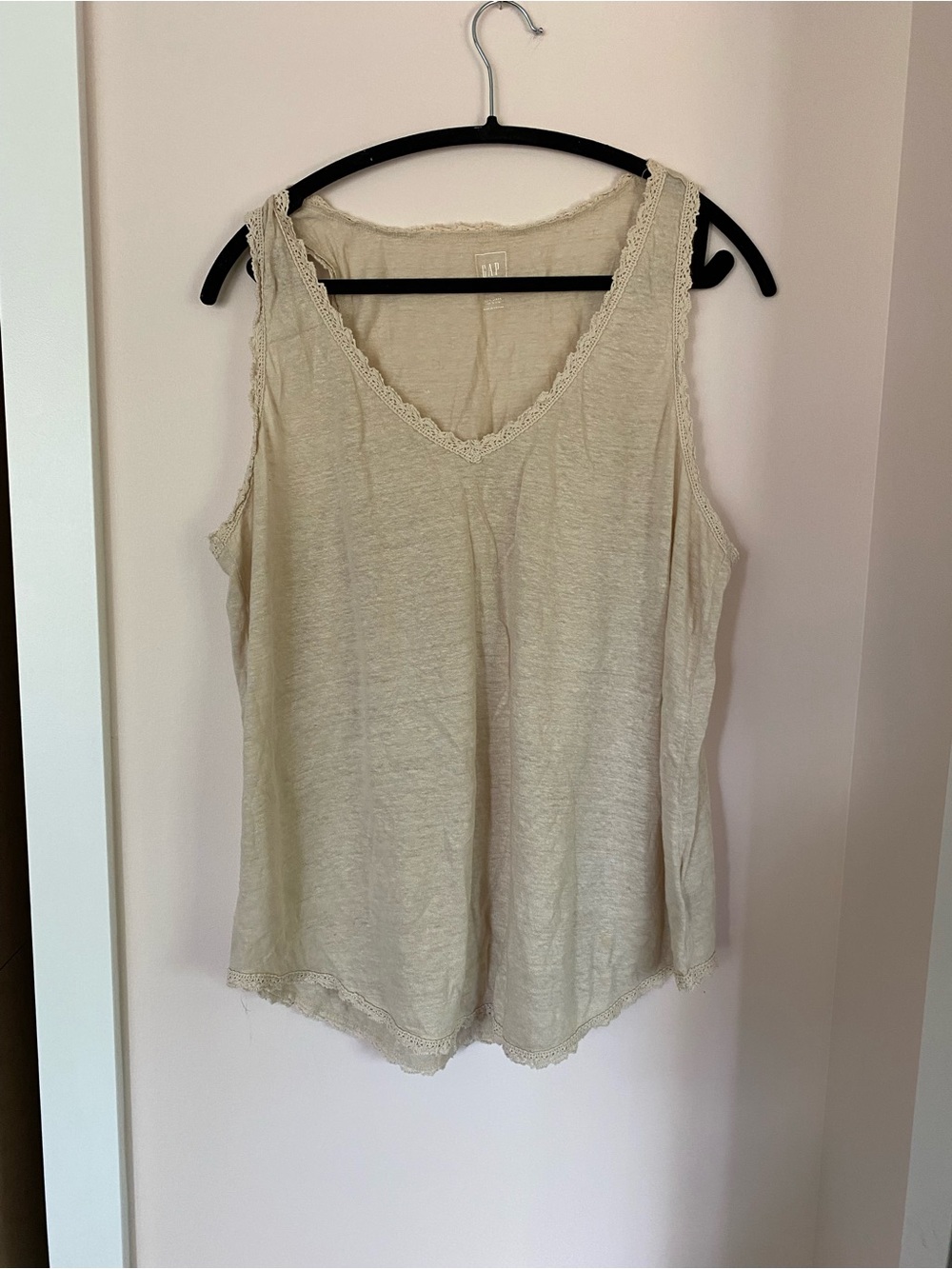 GAP Lace-Trim V-Neck Linen Camisole - XL